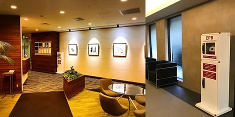 左に会社のエントランスの写真があり、右にはEPBが設置された写真が写っている
